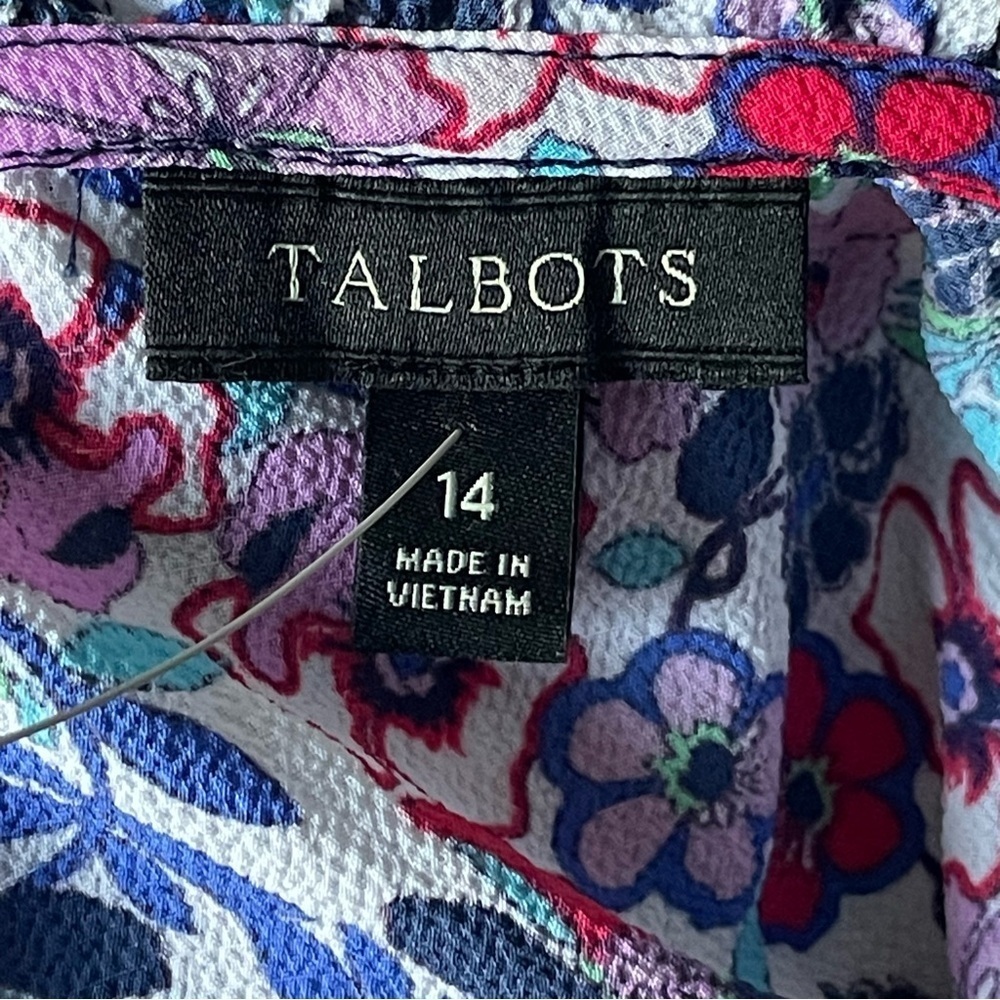 Talbots Paradise Floral Print Flutter Sleeve Popover Dress 29531 - Picture 14 of 15